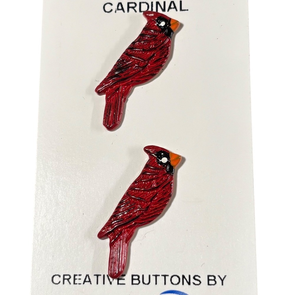JHB Creative Buttons Cardinal Red Bird Novelty Shank Buttons 1 1/4 Inch 2 Count